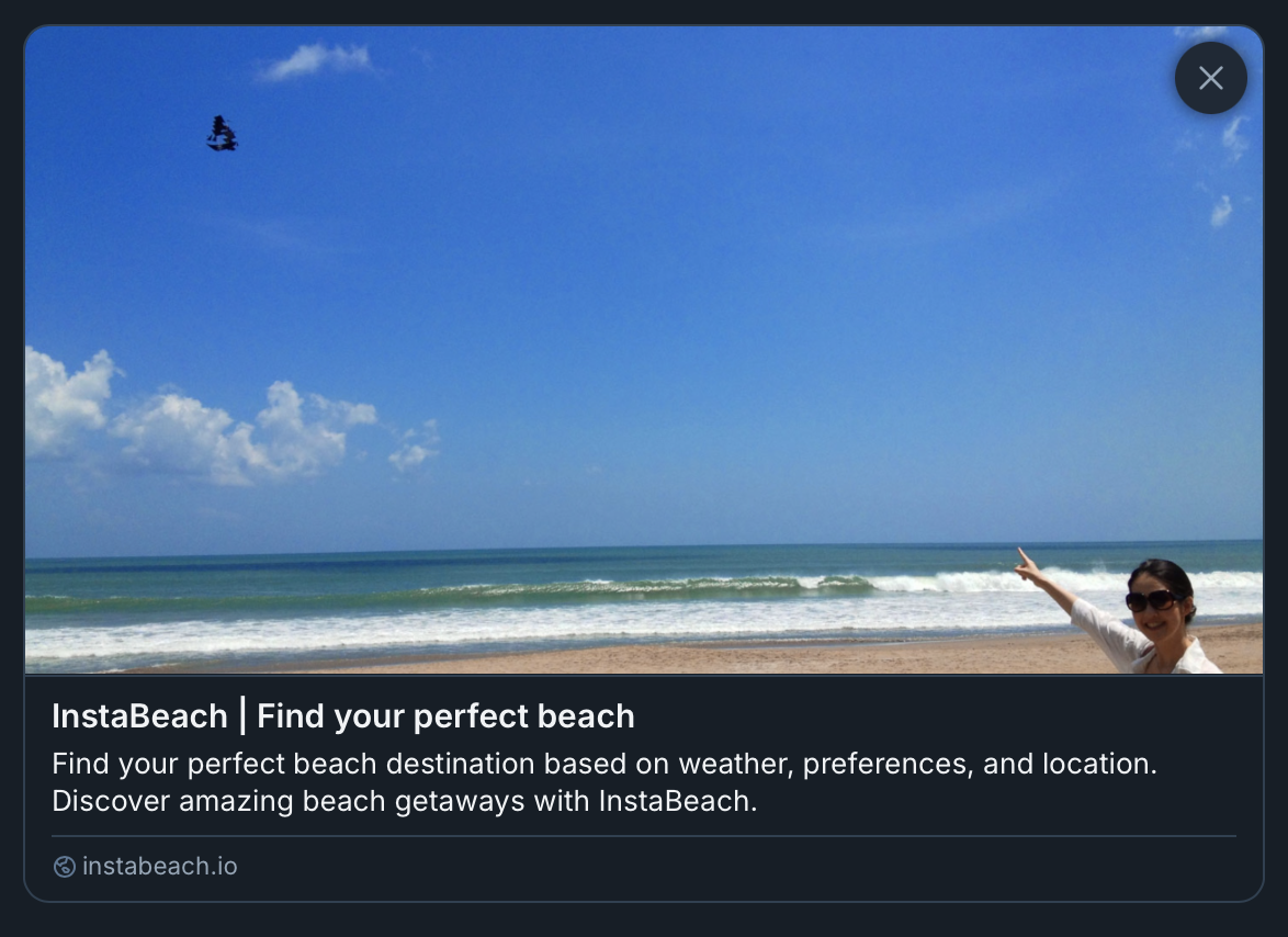 'Instabeach share card'